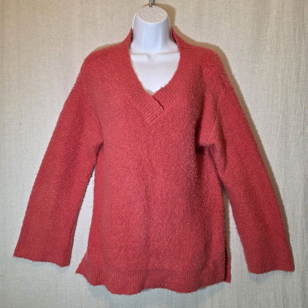 Anthropologie Size S Fuzzy Alpaca Blend Pink Clayton Sweater V Neck Oversized